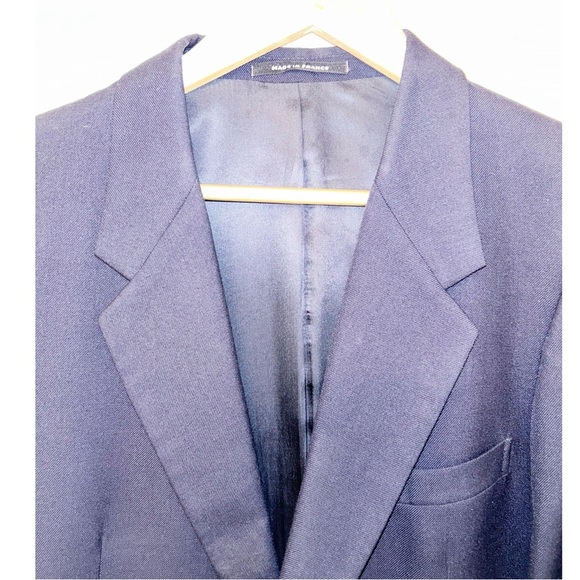 Vintage SAINT LAURENT Oversized Menβs NAVY blazer with Gold Logo buttons SZ: L - Picture 4 of 14